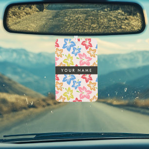 Désodorisant Pour Voiture Hibiscus Coloré, Motif De Fleurs, Votre Nom