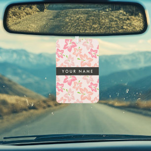 Désodorisant Pour Voiture Hibiscus Rose, Fleurs Roses, Votre Nom