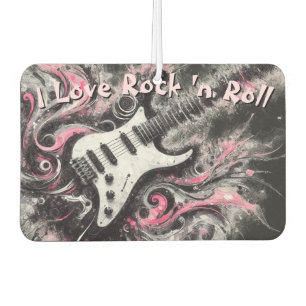 Désodorisant Pour Voiture I Love Rock N Roll Guitare Électrique Peinture