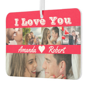 Désodorisant Pour Voiture I Love You Couple Photo Collage Personnalisé Nom R
