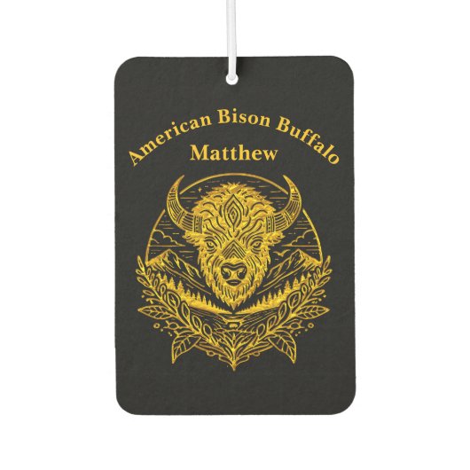 Désodorisant Pour Voiture Illustration complexe d'un bison d'or dans la natu (Devant)