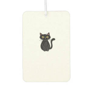 Désodorisant Pour Voiture Illustration de chat noir, T-shirt classique doodl