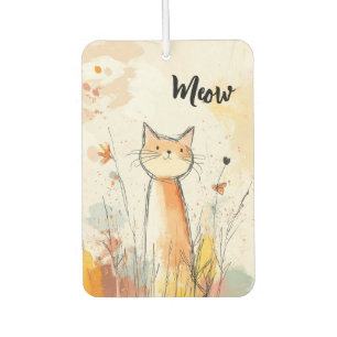 Désodorisant Pour Voiture Illustration de chat orange adorable personnalisée