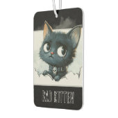 Désodorisant Pour Voiture Illustration Edgy Kitten - Texte "Bad Kitten" (Gauche)