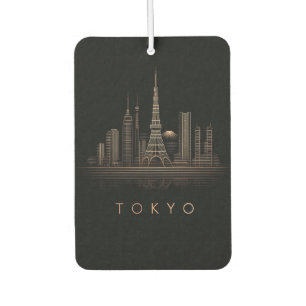 Désodorisant Pour Voiture Illustration élégante de la ville de Tokyo en or r