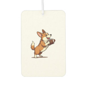Désodorisant Pour Voiture Illustration Rétro de Chien de Football Corgi Vint
