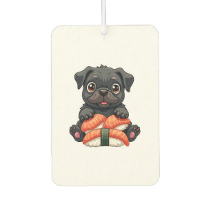 Désodorisant Pour Voiture Illustration vectorielle de sushi de pug noir mign
