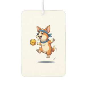 Désodorisant Pour Voiture Illustration vintage de volley-ball Corgi Chien At