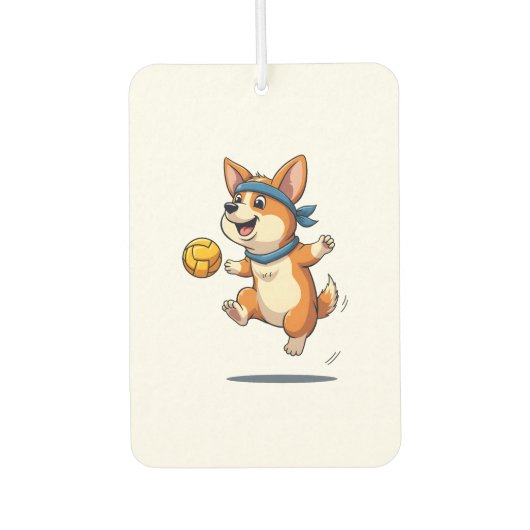 Désodorisant Pour Voiture Illustration vintage de volley-ball Corgi Chien At (Devant)