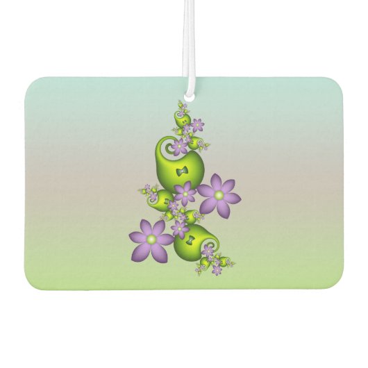 Désodorisant Pour Voiture Imaginaire Floral Fleurs Lilac Formes vertes Fract (Devant)