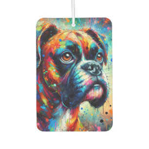 Désodorisant Pour Voiture Impressionniste Colorful Pop Art Boxer Chien Peint