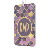 Désodorisant Pour Voiture Initiales Monogramme Écailles de Sirène Violet Or (Gauche)