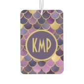 Désodorisant Pour Voiture Initiales Monogramme Écailles de Sirène Violet Or (Dos)