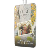 Désodorisant Pour Voiture Initiales rustiques 4ever Coeur sculpté Mariage Ar (Gauche)