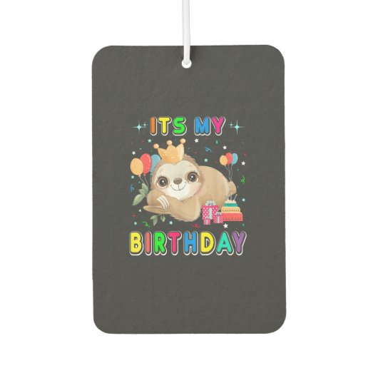 Désodorisant Pour Voiture Its My Birthday Cute Sloth Birthday Party Costumes (Devant)