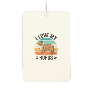 Désodorisant Pour Voiture J'adore mon design de chien vintage Rufus_1