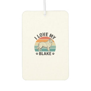 Désodorisant Pour Voiture J'aime mon chien Blake rétro gravure Design_1