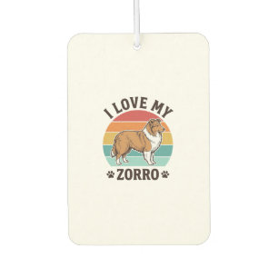 Désodorisant Pour Voiture J'aime mon design vintage Zorro amateur de chien_1