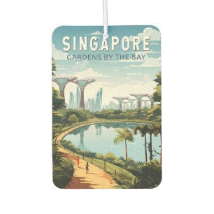 Désodorisant Pour Voiture Jardins de Singapour par la baie Voyage Art Vintag