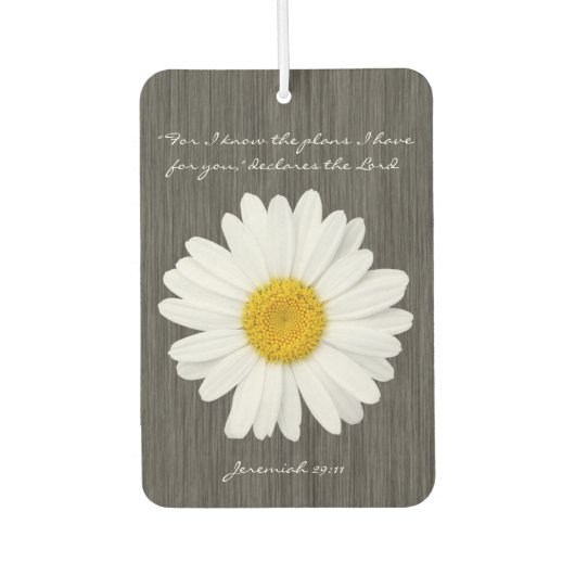 Désodorisant Pour Voiture Jérémie 29:11 Verset biblique avec marguerite rust (Devant)