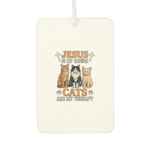 Désodorisant Pour Voiture Jésus et les chats sont ma thérapie Vintage T-shir