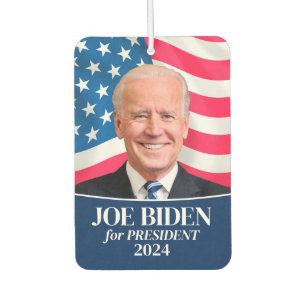 Désodorisant Pour Voiture Joe Biden 2024 pour Président Photo et Drapeau voi