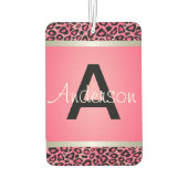 Désodorisant Pour Voiture Joli animal léopard rose et noir | Monogramme (Dos)