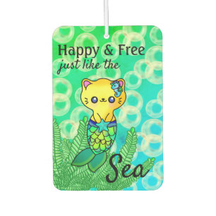 Désodorisant Pour Voiture Jolie Mermaid Chat Ocean Wave Bubble
