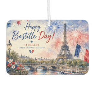 Désodorisant Pour Voiture Jour de la Bastille Tour Eiffel Seine feux d'artif