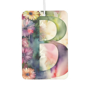 Désodorisant Pour Voiture Joyau Monogramme personnalisé Tone Aquarelle Flora