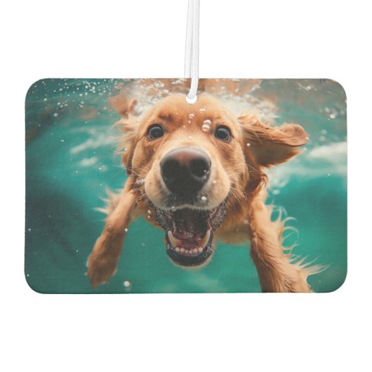 Désodorisant Pour Voiture Joyeux Golden Retriever nager sous l'eau (Dos)