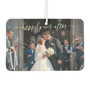 Désodorisant Pour Voiture Joyeux Jour Après Élégant Script Photo Mariage