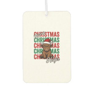 Désodorisant Pour Voiture Joyeux Noël Génisse Vache Chemise de Fête Design_1