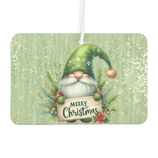 Désodorisant Pour Voiture Joyeux Noël Green Gnome Gliterie (Dos)