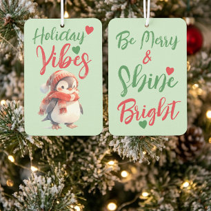 Désodorisant Pour Voiture Joyeux Noël manchot mignon vacances vert rouge