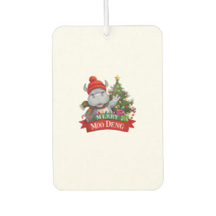 Désodorisant Pour Voiture Joyeux Noël Moo Deng Funny Xmas Baby Hippo San