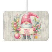 Désodorisant Pour Voiture Joyeux Noël rose Gnome Glittery (Devant)