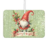 Désodorisant Pour Voiture Joyeux Noël Rouge Gnome Glitterie (Devant)