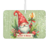 Désodorisant Pour Voiture Joyeux Noël Rouge Gnome Glitterie (Devant)