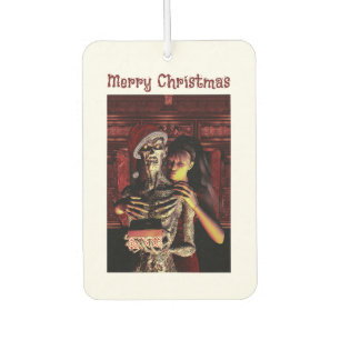 Désodorisant Pour Voiture Joyeux Noël. Squelette drôle avec femme