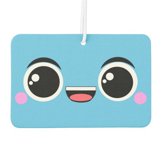 Désodorisant Pour Voiture Kawaii Joyeux Anime Face Turquoise (Dos)