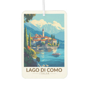 Désodorisant Pour Voiture Lac de Côme Italie Lombardie Voyage Art Vintage