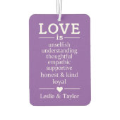 Désodorisant Pour Voiture L'amour est ... des noms personnalisés et couleur  (Dos)