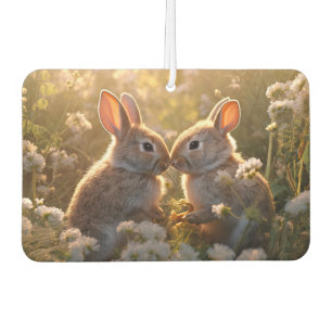 Désodorisant Pour Voiture Lapins Adorables dans la Prairie de Printemps Desi