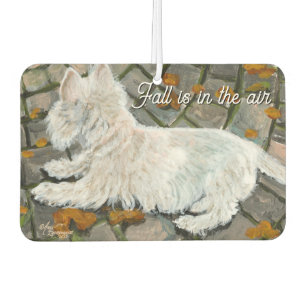 Désodorisant Pour Voiture L'automne laisse Westie sur Patio