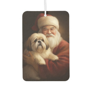 Désodorisant Pour Voiture Lhasa Apso avec le Père Noël Festif de Noël