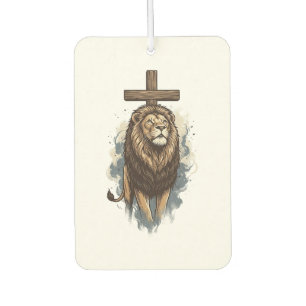 Désodorisant Pour Voiture Lion chrétien et croix vintage