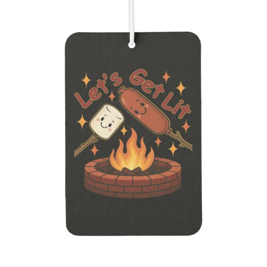 Désodorisant Pour Voiture Lit Firepit - mignon Marshmallow & Hot Dog (Devant)