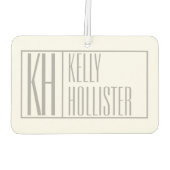 Désodorisant Pour Voiture Logo Moderne Grey Initiales & Nom (Dos)