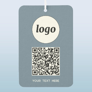 Désodorisant Pour Voiture Logo QR Code Texte Entreprise Promotion Dusty Blue